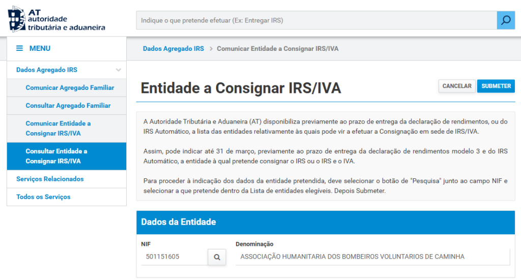 Consignar irs